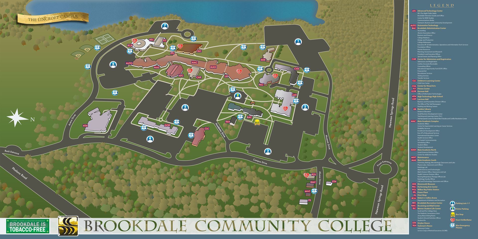 Map of Brookdale Community College